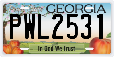 GA license plate PWL2531