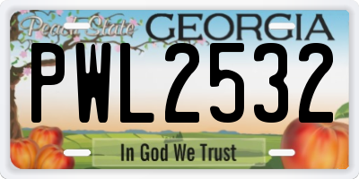 GA license plate PWL2532