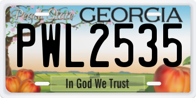 GA license plate PWL2535