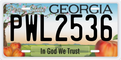 GA license plate PWL2536