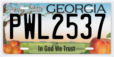GA license plate PWL2537