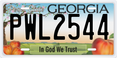 GA license plate PWL2544