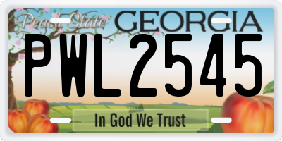 GA license plate PWL2545