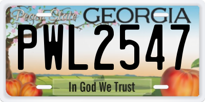 GA license plate PWL2547