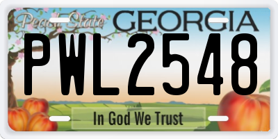 GA license plate PWL2548