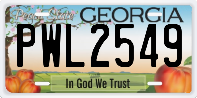 GA license plate PWL2549