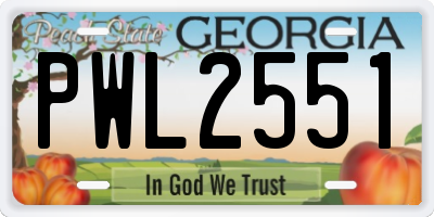 GA license plate PWL2551