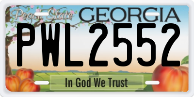 GA license plate PWL2552