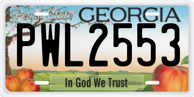 GA license plate PWL2553