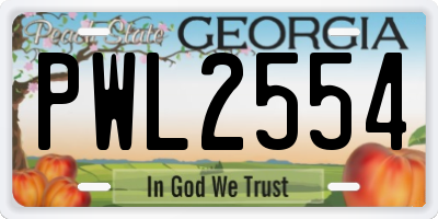 GA license plate PWL2554