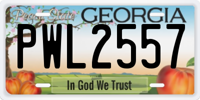GA license plate PWL2557