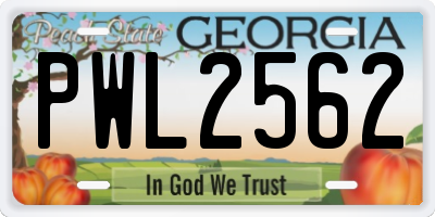 GA license plate PWL2562