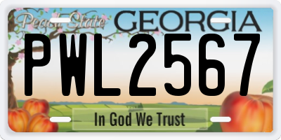 GA license plate PWL2567
