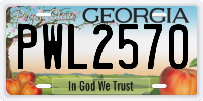 GA license plate PWL2570
