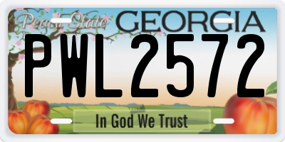 GA license plate PWL2572