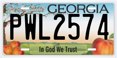 GA license plate PWL2574