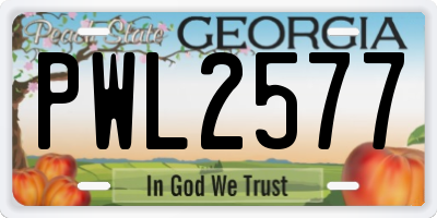 GA license plate PWL2577