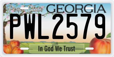 GA license plate PWL2579
