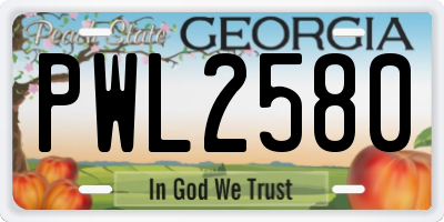 GA license plate PWL2580