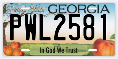 GA license plate PWL2581