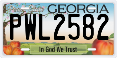 GA license plate PWL2582
