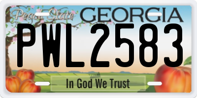 GA license plate PWL2583
