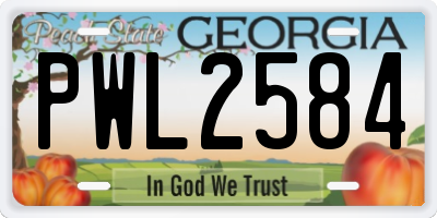 GA license plate PWL2584