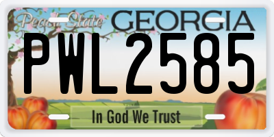 GA license plate PWL2585
