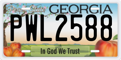 GA license plate PWL2588