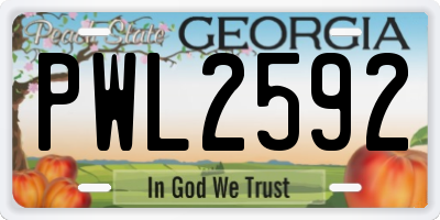GA license plate PWL2592