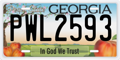 GA license plate PWL2593
