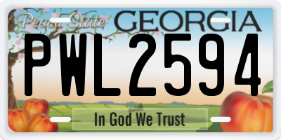 GA license plate PWL2594