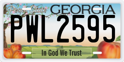 GA license plate PWL2595