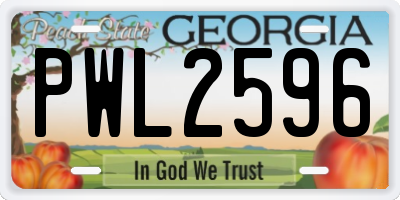 GA license plate PWL2596
