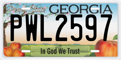 GA license plate PWL2597
