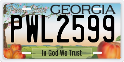 GA license plate PWL2599