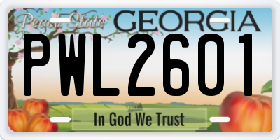 GA license plate PWL2601