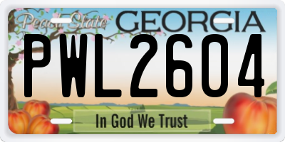 GA license plate PWL2604