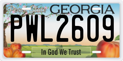 GA license plate PWL2609