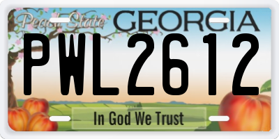 GA license plate PWL2612