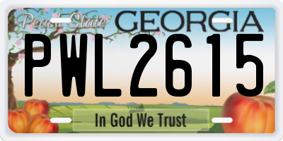 GA license plate PWL2615
