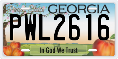 GA license plate PWL2616