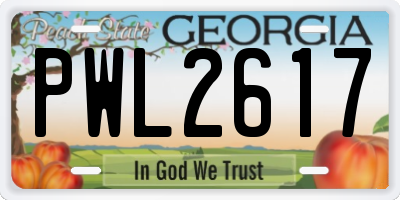 GA license plate PWL2617