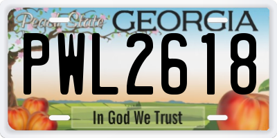 GA license plate PWL2618