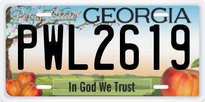 GA license plate PWL2619
