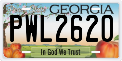 GA license plate PWL2620