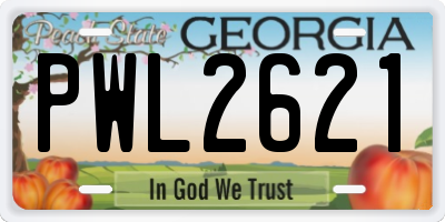 GA license plate PWL2621