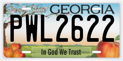 GA license plate PWL2622