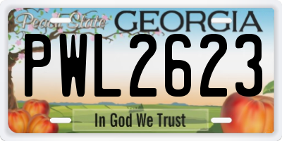 GA license plate PWL2623