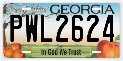 GA license plate PWL2624